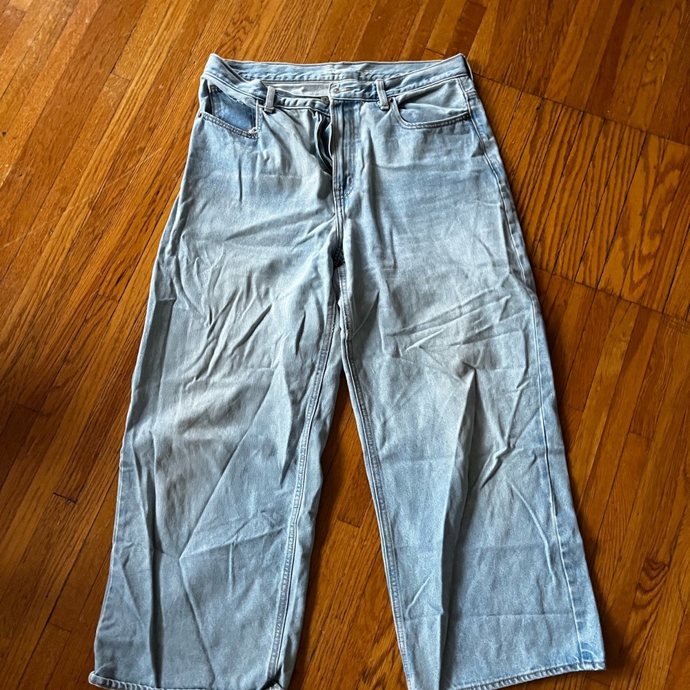 Old Navy Light Wash extra high rise baggy wide leg jeans